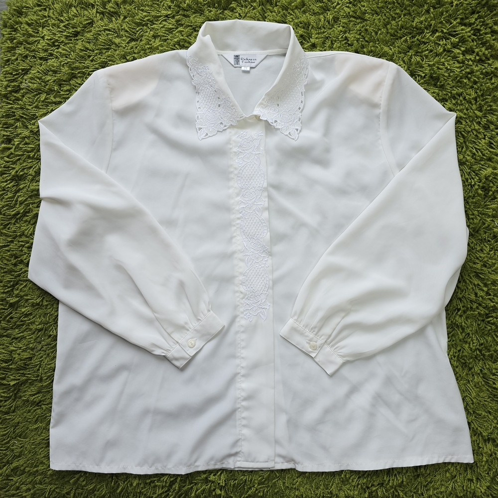 Vintage White Blouse with Lace Detail
